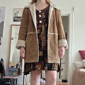 Vintage Suede Sherpa Coat